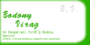 bodony virag business card